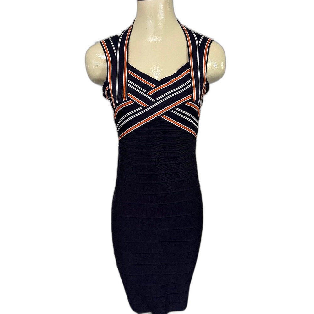 Guess Navy, Orange & White Bandage Dress (L) #337